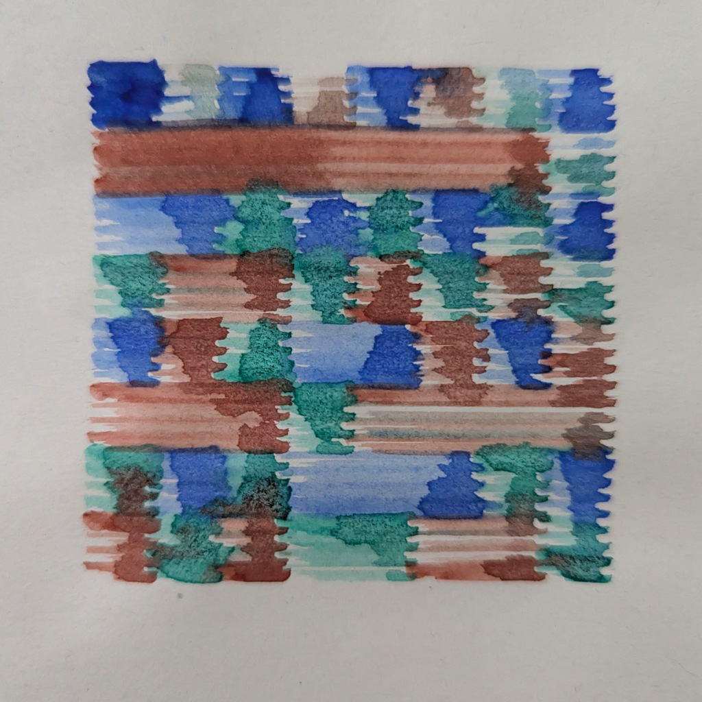 Watercolor painting created with a pen plotter.